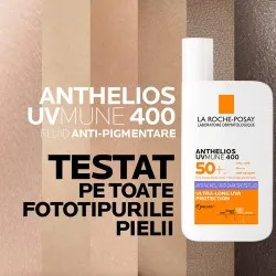 Fluid Anti-pigmentare SPF50+ Protecție solară foarte ridicată împotriva radiațiilor UV și a petelor pigmentare Anthelios UVMune 400, 50ml, La Roche-Posay