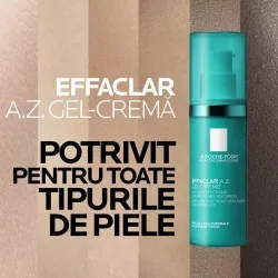 Gel-cremă cu o textură ușoară și o eficacitate dublă asupra imperfecțiunilor și semnelor de îmbătrânire Effaclar A-Z, 40ml, La Roche Posay