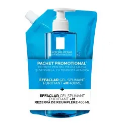Pachet Gel spumant purifiant Effaclar +M, 400 ml + Rezerva de reumplere, 400 ml, La Roche-Posay