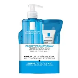 Pachet promotional Lipikar gel de spalare 400ml, Rezerva de reumplere 400ml + Lipikar Baume 15ml, La Roche Posay