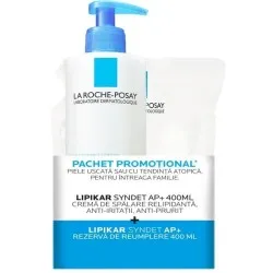 Pachet Lipikar Syndet AP+ Crema de Spalare, 400ml + Refill, 400ml, La Roche Posay