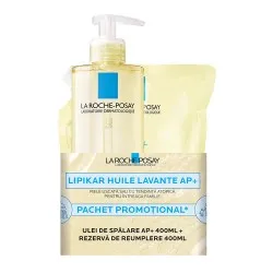 Pachet Lipikar Ulei de Spalare AP+, 400ml + Refill, 400ml, La Roche Posay