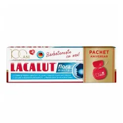 Pachet Pasta de Dinti Impotriva Halitozei Lacalut Flora White, 75ml + Ata Dentara - Zdrovit