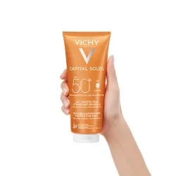Lapte hidratant pentru protectie solara SPF 50+, pentru fata si corp, 300 ml, Capital Soleil, Vichy