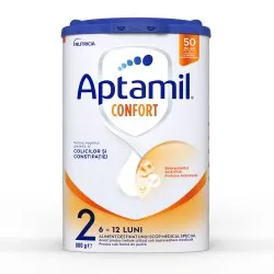 Formulă lapte pentru regimul dietetic al colicilor și constipației Aptamil Confort 2, 800 g, 6-12 luni