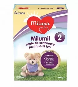 Lapte praf Milumil 2, incepand de la 6 luni, 600g, Milupa