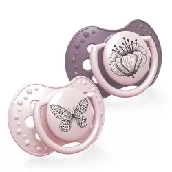 Suzeta din silicon Dynamic Botanic pentru fete 6-18 luni, 2 bucati, Lovi