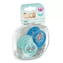 Suzeta Dynamic Folky Silicon Baiat 3-6 luni 22/842, 2 buc, Lovi