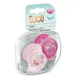 Suzeta Dynamic Folky Silicon Fata 3-6 luni 22/842, 2 buc, Lovi
