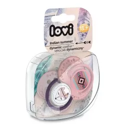 Suzeta din silicon Dynamic Indian Summer pentru fete 18+luni, 2 bucati, Lovi