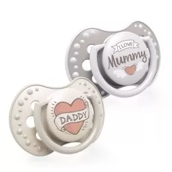 Suzeta din silicon Dynamic I Love pentru 0-3 luni, 2 bucati, Lovi
