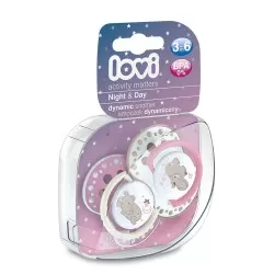 Suzeta Dynamic Night & Day Silicon Fata Hipopotam 3-6 luni 22/810, 2 buc, Lovi