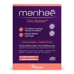 Manhaé Circ Action- Acțiune Circulație, pentru picioare ușoare, 30 capsule vegetale – pentru 1 lună, Vitavea