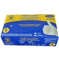 Manusi Examinare Latex Albe Usorpudrate S x 100 - Top Glove
