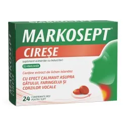 Markosept cu aroma de cirese, 24 comprimate moi pentru supt, Fiterman Pharma
