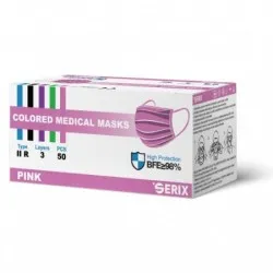 Masca Protectie 3 Pliuri cu Elastic Roz x 50buc - Hubei