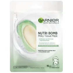 Masca servetel cu lapte de migdale si acid hialuronic Nutri Bomb Skin Naturals, 28 g, Garnier
