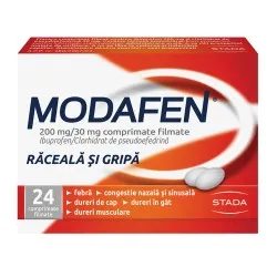 Modafen raceala si gripa, 200 mg/ 30 mg, 24 comprimate filmate, Stada
