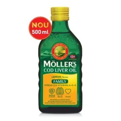 Omega 3 ulei ficat de cod cu aroma de lamaie Family, 500 ml, Moller's