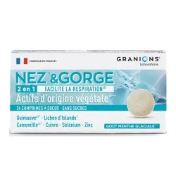 Comprimate mentolate pentru gat si nas Nez Gorge, 24 comprimate, Granions