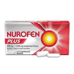 Nurofen Plus, 200 mg/ 12.80 mg, 12 comprimate filmate, Reckitt Benckiser