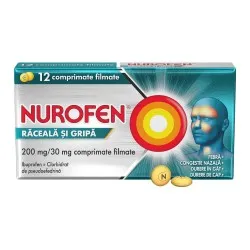 Nurofen raceala si gripa, 200 mg/30 mg, 12 comprimate filmate, Reckitt Benckiser