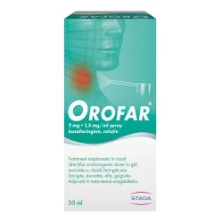 Orofar spray bucofaringian, solutie, 2 mg + 1,5 mg/ml, 30 ml, Stada
