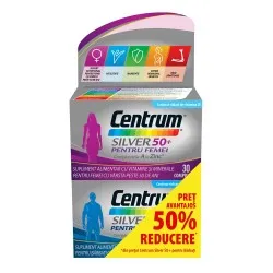 Pachet Centrum Silver 50+ pentru barbati + Centrum Silver 50+ pentru femei, 30 + 30 comprimate, Gsk