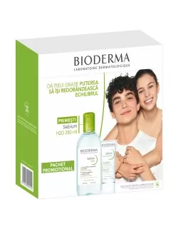 Pachet Fluid hidratant matifiant Sebium Mat Control, 30 ml + Solutie micelara pentru ten mixt si gras Sebium H2O, 250 ml, Bioderma