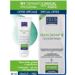 Pachet Ser concentrat imperfectiuni Teen Derm K Concentrate, 30 ml + Gel de curatare Teen Derm Sensitive, 40 ml, Isispharma