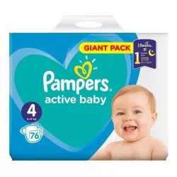 Scutece Active Baby, 9-14kg, Marimea 4, 76 bucati, Pampers