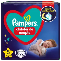 Scutece-chilotel de noapte Pampers Night Pants, Marimea 5, 12 kg-17 kg, 22 bucati