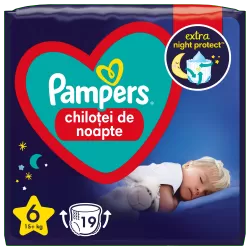 Scutece-chilotel de noapte Pampers Night Pants, Marimea 6, 15+ kg, 19 bucati