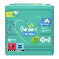 Servetele umede Pampers Fresh Clean, 4 pachete x 52, 208 buc