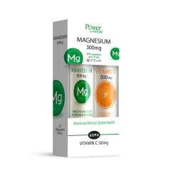Pachet Magneziu 300 mg 20 tablete efervescente+ Vitamina C 500 mg 20 tablete efervescente, Power of Nature