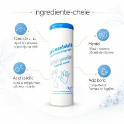 Pudra mentolata impotriva transpiratiei, 75 g, Mebra