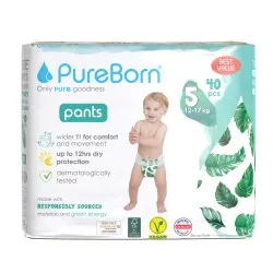 Scutece Chilotel Organic Nr.5 (L) 12-17kg, 40 buc, Pureborn