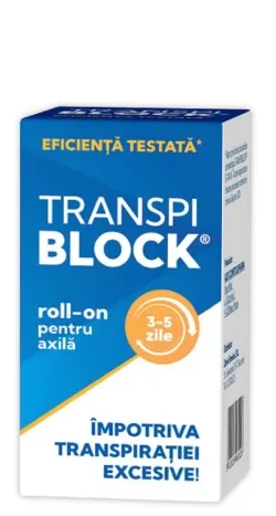 Roll-on impotriva transpiratiei excesive Transpiblock, 50 ml, Zdrovit