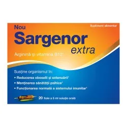 Solutie orala fiole Sargenor Extra B12 5ml, 20 fiole, Viatris