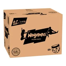 Scutece-chilotel pentru noapte Ninjamas pt Baietei 4-7 ani, 17-30 kg, 60 buc, Pampers
