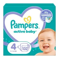 Scutece Pampers Active Baby Mega Box Marimea 4, 9-14 kg, 132 bucati