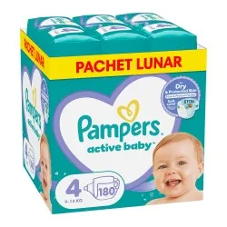 Scutece Pampers Active Baby XXL Box, Marimea 4, 9 -14 kg, 180 bucati