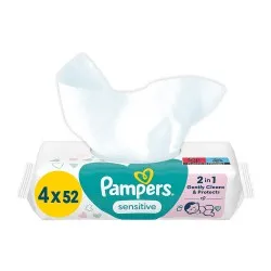 Servetele umede Pampers Sensitive, 4 pachete x 52, 208 buc