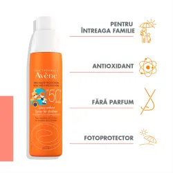 Spray protectie solara pentru copii cu SPF50+, 200 ml, Avene