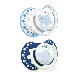 Suzeta Dynamic Night & Day Silicon Baiat Elefant 0-3 luni 22/809, 2 bucati, Lovi