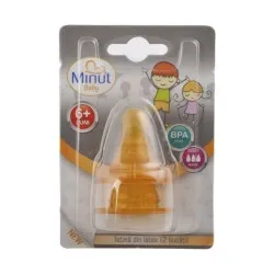Tetina din latex in cruce 6 luni+ Baby, 2 bucati, Minut