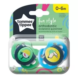 Suzete ortodontice de zi pasare/caine Fun 0-6 luni , 2 buc, Tommee Tippee