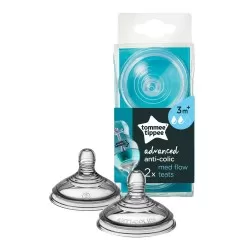 Tetina Advanced anti-colici flux mediu 3 luni+, 2 bucati, Tommee Tippee