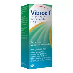 Vibrocil picaturi nazale, solutie, 2,5 mg/0,25 mg/ml, 15 ml, Gsk