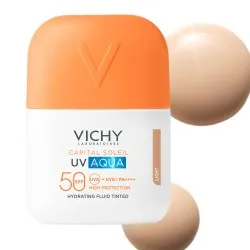 Fluid hidratant colorat cu protectie solara SPF 50 Nuanta Light Capital Soleil UV Aqua, 50 ml, Vichy